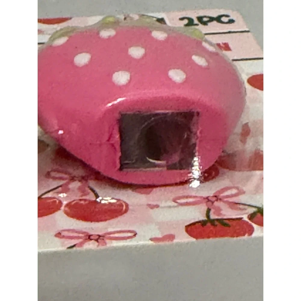 Fourstar Group Fruit Pencil Sharpener Set 2PC Cherry and Strawberry Pink Red NEW